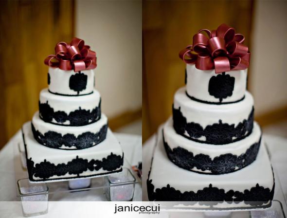 I did my cake!!! :  wedding black red white cake diy reception Img30 L