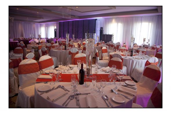Anyone looking for Purple/Eggplant chair sashes and Table runners?? :  wedding diy reception decoration purple 5H MG 7083 2