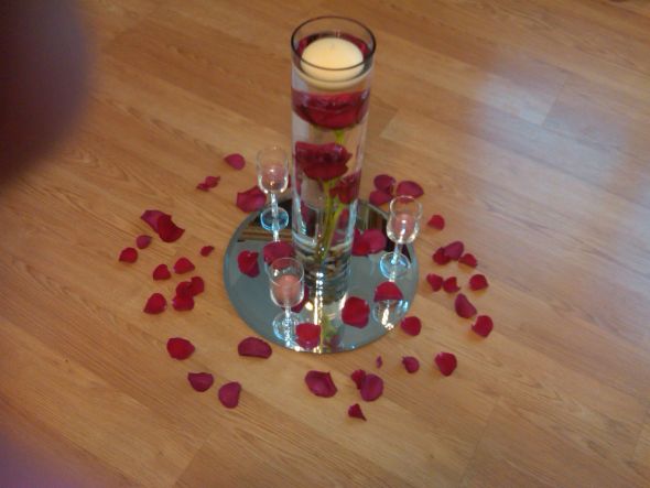 Submerged Roses Centerpiece wedding candles centerpiece submerged roses