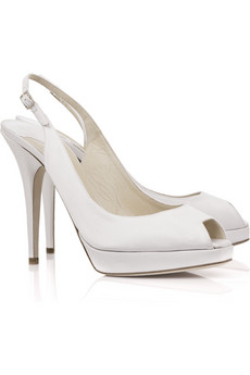 100% Authentic Jimmy Choo Satin Peeptoe Slingbacks- Ivory : wedding jimmy choo ivory shoes shoes slingbacks peeptoes ivory Choo
