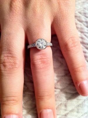 Any bees with bezel set rings? : wedding bezel peridot ring IMG 0517
