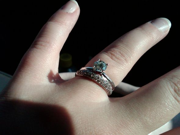 Show me your solitaire engagement ring w/ wedding band! : wedding ring ering wedding band solitaire IMG00151 20100207 1540