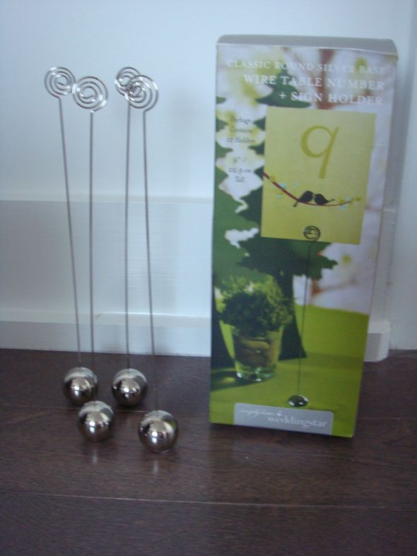 For Sale - 24 Silver Wire Table Number Holders :  wedding reception table number holders signs stands DSC03123