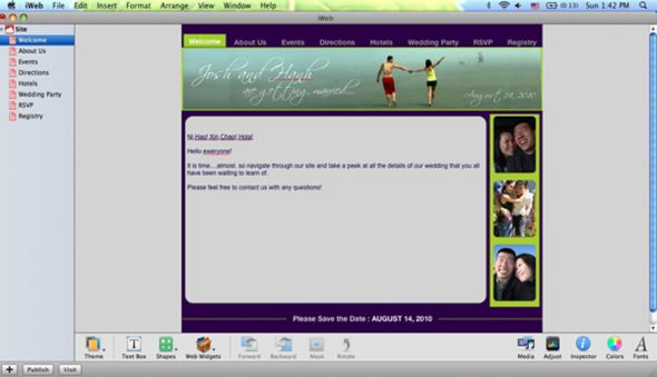 iweb is AWESOME for making a wedding website! :  wedding wedding website mrs cupcake iweb diy Picture 1