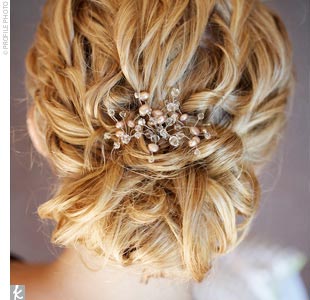 Hair Inspiration :  wedding Straight To Curly Loose Updo Might Work With A Birdcage Veil