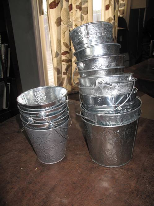 Galvanized buckets, perfect for flower arrangements :  wedding buckets rustic country barn wedding galvanized silver flowers Weddingbee Classifieds 011