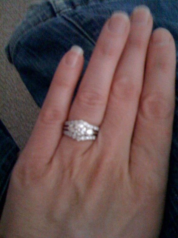 platinum engagement ring with white gold wedding band