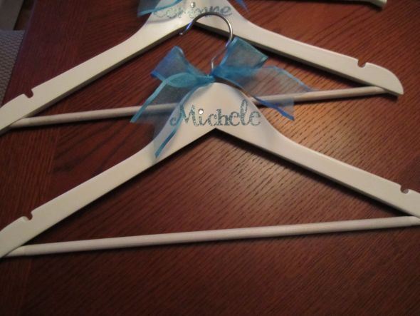 Personalized Bridesmaid Hanger :  wedding blue bridal bridemaid bridesmaids customized diy hanger inspiration personalized IMG 0083