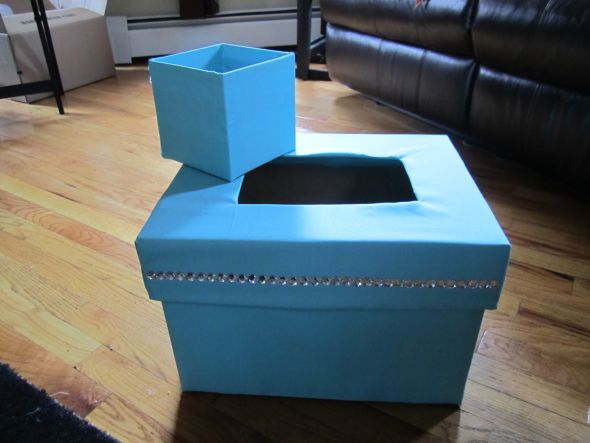 DIY Tiffany Damask Cardbox wedding damask tiffany cardbox ring teal blue