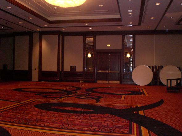 What in the world would go with this carpet? (wedding colors) :  wedding Hotel Ballroom