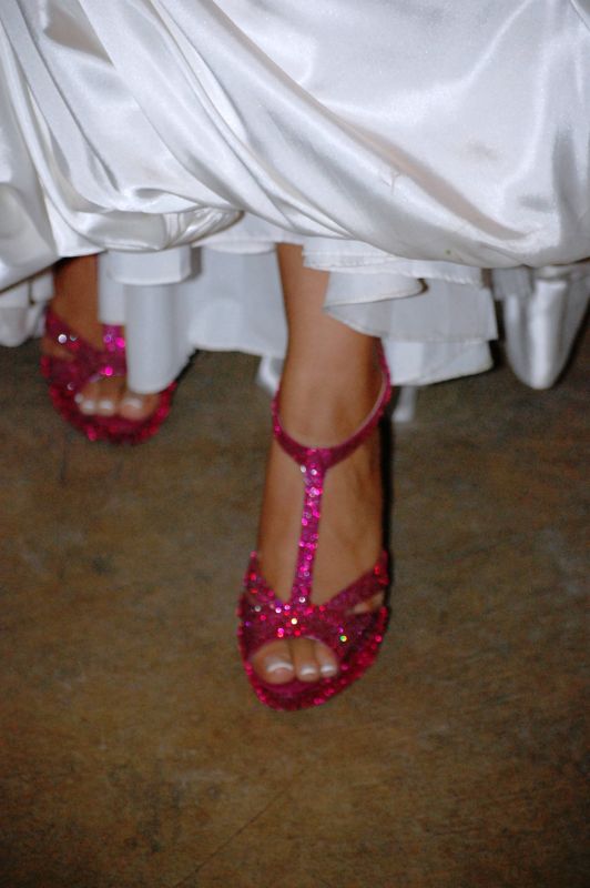Gorgeous Custom Swarovski Strassed Heels - Sz 9.5 - Fuchsia :  wedding swarovski shoes crystal fuchsia pink strassed diy Shoes