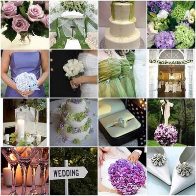 Here are a few inspiration boards I found with purple and green