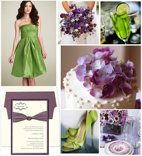 purple and green beach weddings