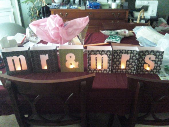 What do we think of Mr & Mrs signage on reception chairs? : wedding Luminaires Mrmrs