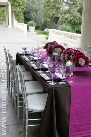purple wedding center pieces with lights