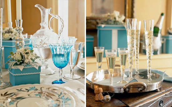 turquoise and black wedding centerpieces
