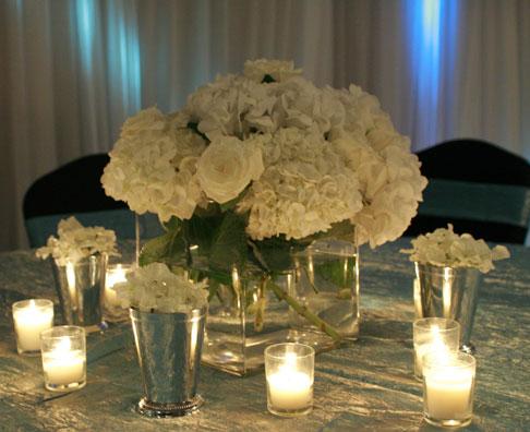  and rose centerpieces wedding hydrangea rose white Small Centerpiece