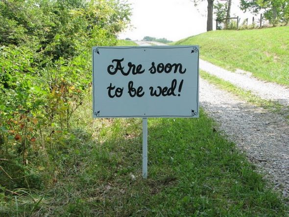 Our adorable poetic driveway signs! :  wedding IMG 6274 1