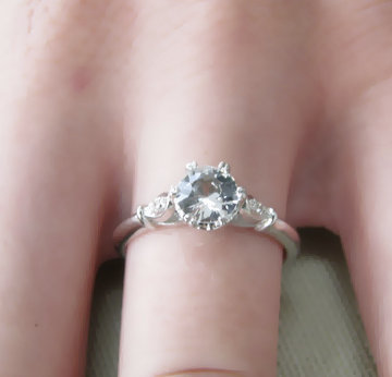 My shiny new white sapphire e-ring! :  wedding white sapphire Whitesapphire