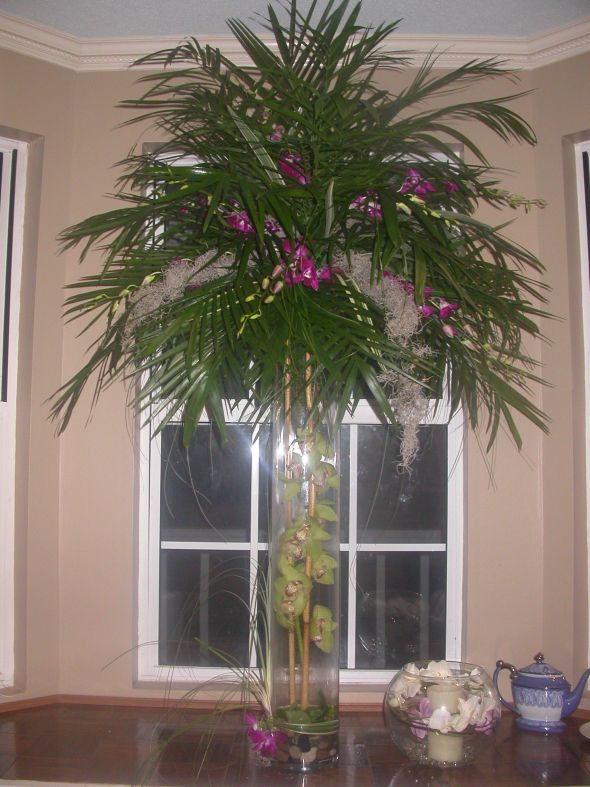 My florist will have the dark purple and green orchids to match the large