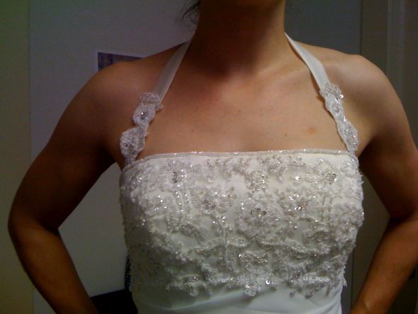 halter strap, yes or no? :  wedding halter strapless halter strap alterations Halter Straps Added To Misstandems Dress