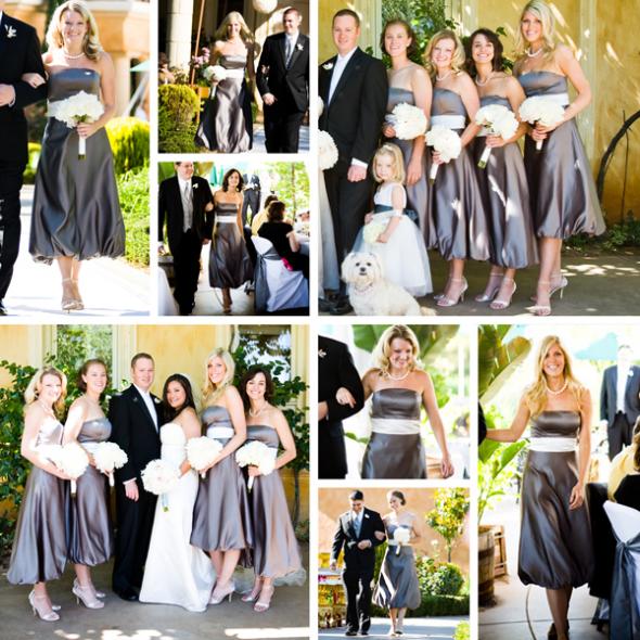  Dresses Bill Levkoff 455 in Euro Grey with Euro Ivory sash wedding