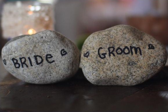 VagabondGurl's Rustic Escort Cards Stones/Rocks :  wedding rustic country folksy diy lavender purple brown reception natural stones rocks nature black green white inspiration B  G Rocks