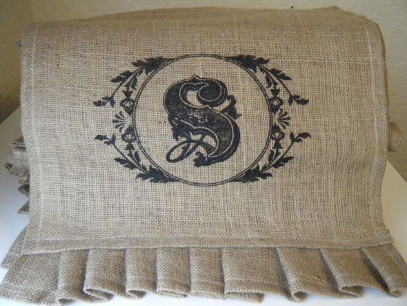 We did burlap table runners on