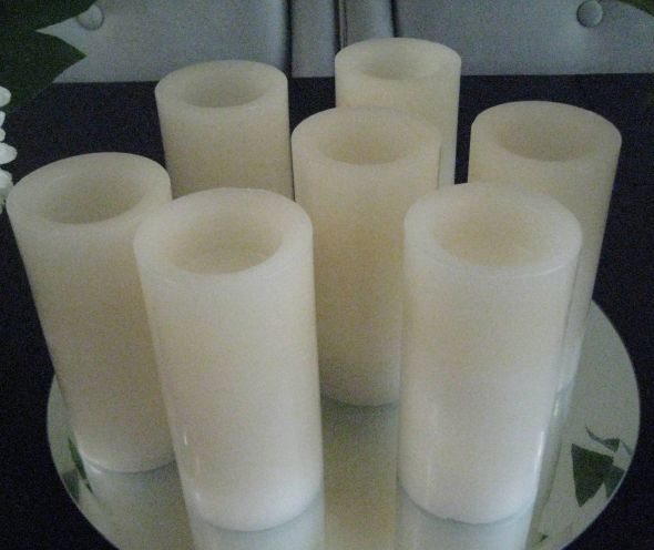 Wedding Decor- Glass Cylinders, Candy Jars, Candles, Mint Julep Cups and MORE! :  wedding Close Up Of Flameless Candles