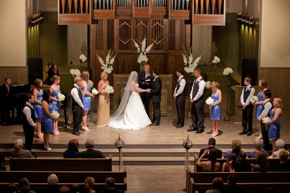 Ceremony pro pics! :D :  wedding ceremony cornflower blue hydrangea delphinium 0595 WED