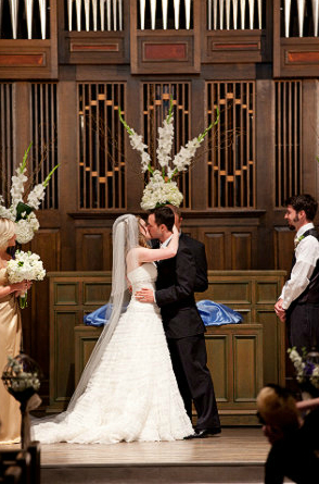Ceremony pro pics! :D :  wedding ceremony cornflower blue hydrangea delphinium The Kiss