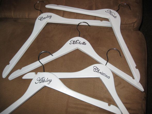 BM Dress Hangers :  wedding bridesmaid hangers dresses purple white bridesmaids dress diy IMG 2544