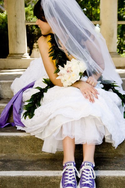 All Stars for the Bride :  wedding sneakers reception Purple Converse Bride