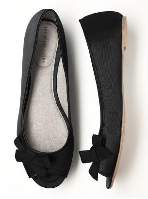 Black Peep Toe Flats by Dessy :  wedding shoes Dessy Flats