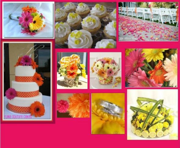 Pink orange and yellow This is my inspiration board so far