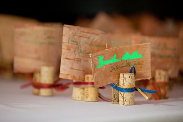 Place Cards for a natural green wedding wedding place cards green cork