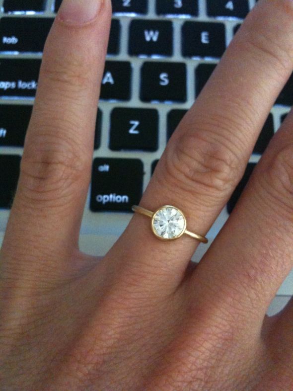 Any bees with bezel set rings? : wedding bezel peridot ring IMG 0943