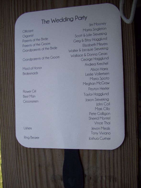 90 degree heat and no air conditioning... A fan indeed! :  wedding program fan black ivory ceremony diy Fan Back