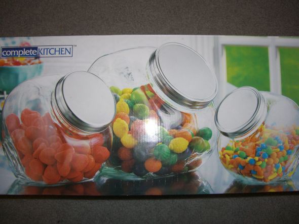 Set of three candy shop style glass containers - $10 :  wedding candy buffet candy bar shower decor rehersal dinner white engagement reception CIMG2560
