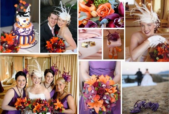 purple and orange wedding themes