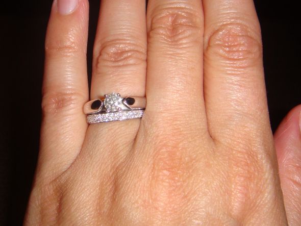 Show me solitaire e-rings w/wedding bands and/or enhancers! :  wedding engagement ring wedding band 1 ct solitaire enhancers princess Ring Cropped