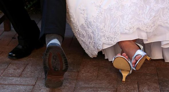 Show me pictures of your blue shoes with your wedding dress! :  wedding blue shoes ivory dress inspiration pictures sapphire horizon royal blue cobalt CR 180
