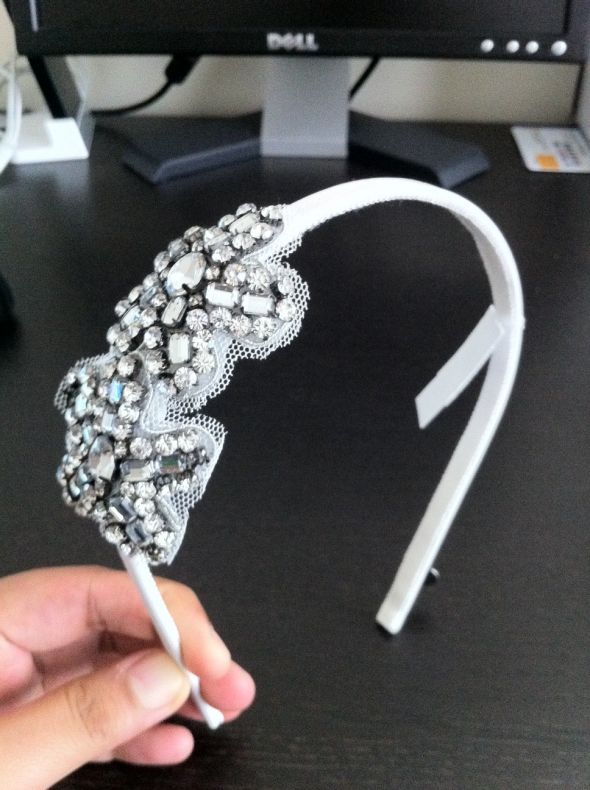 White by Vera Wang Crystal Headband : wedding vera wang white headband crystals ivory silver jewelry VW