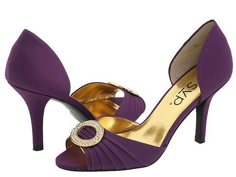  WANTED RSVP taran size 85 eggplant wedding gold purple shoes Taran