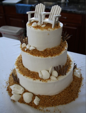 Our beach themed cake for our destination wedding wedding beach cake Cake