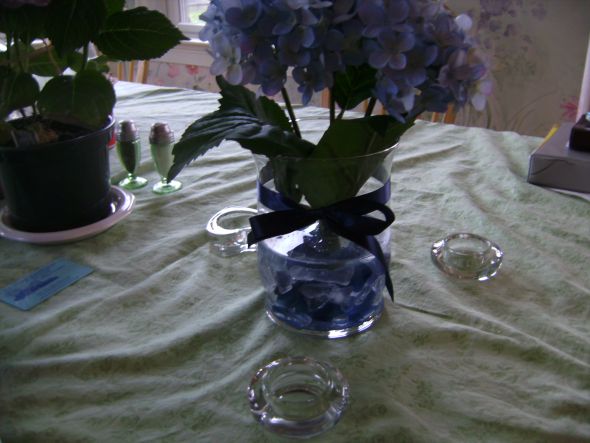 Hydrangea Centerpieces wedding centerpiece hydrangea sea glass blue 