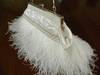 Couture - Embroidered White Satin Bridal Handbag With White Ostrich Feathers And :  wedding embroidered white satin bridal handbag with white ostrich feathers and white ivory silver bridesmaids cake bouqet engagement inspiration ceremony dress flowers ring invitations jewelry makeup reception shoes 0016h37 25
