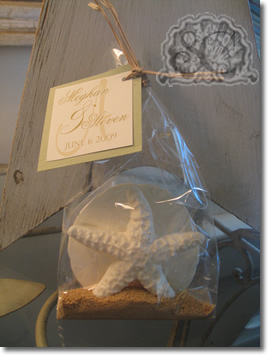 Anyone have any good favor ideas for a beach them wedding??? :  wedding Sand.dollar