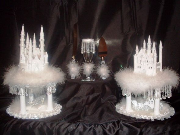 Cinderella Themed Wedding Cake Topper wedding pink white ivory silver cake 