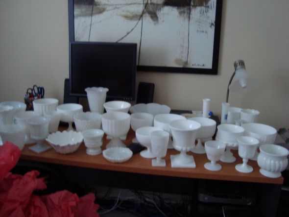 Chicago Brides: Lot of Milkglass for sale :  wedding white flowers diy reception 033